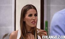 Psycho teen Eveline Dellai fucks Maximo Garcia and Ariela Donovan in hardcore reality.