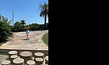 naughty milf flashing big tits in spain outdoors