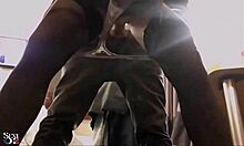 French amateur in black satin dress gets doggystyle fuck with dirty talk