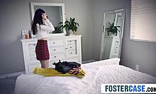 Huge tits milf and husband invite teen for taboo threesome sex.