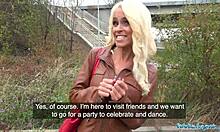 tattooed busty german blonde milf fucked hard against tree