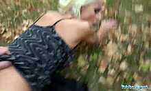 tattooed busty german blonde milf fucked hard against tree