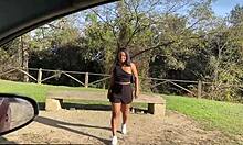 Pretty brunette amateur gets picked up for car sex