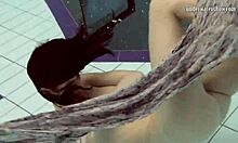 Loris licicia swims naked underwater in bikini striptease