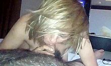 Latina milf gives intense blowjob to amateur client