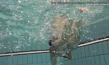 Loris licicia swims naked underwater in bikini striptease