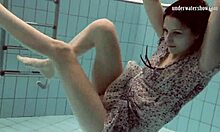 Loris licicia swims naked underwater in bikini striptease