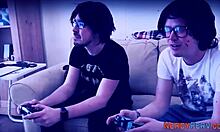 leeds geek scores big as inked brit gobbles his cock for first time