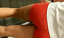 hot girl with nice ass in tight shorts shopping outdoors