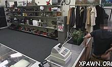 Big dude roughly pushes his large cock into the amateur's wet pussy