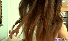 Sexy brunette milf eva long deepthroats fat cock!