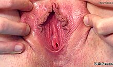 passionate teen kitten rubs her hairless twat until she cums hard over and over