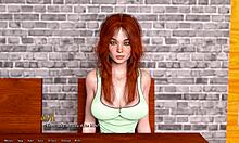 Helping hot redhead president with huge tits and big cock in game.