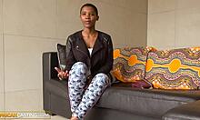 Wow, this busty ebony babe rides and sucks for the deal!