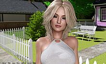 Helping hot redhead president with huge tits and big cock in game.