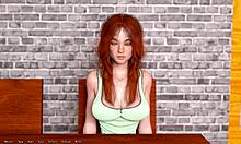 Helping hot redhead president with huge tits and big cock in game.