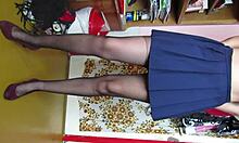 custom leg show video with skirt, shoes, and stockings