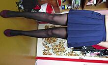 custom leg show video with skirt, shoes, and stockings