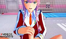 Zero Two Gives Passionate Blowjob In Hentai