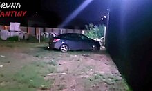 Bruna blows my monster cock in the luxuria club parking lot