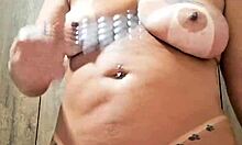 Milf plays with vibrating dildo toys in naked fetish session