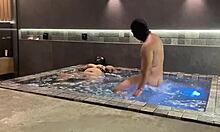 grabbed that brunette from behind and pounded her big pussy hard till she screamed