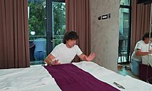 Sharing hotel room with sexy big-titted milf