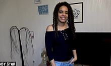 Submissive ebony teen swallows neighbor's cum