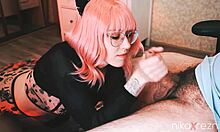 want a blowjob from this cute amateur in glasses?