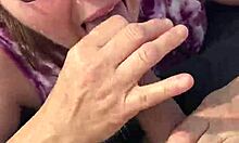 Amazing outdoor blowjob featuring big natural tits and cumshot!