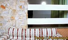 Hot teen gives intense blowjob on all fours with big ass