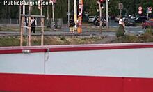 cute blonde teen in public gangbang banging session