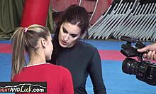 that cute teen got her pussy licked by her wrestling buddy after the match