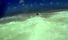 Muscular guy shaking his ass at the beach in tambaba