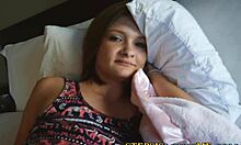 Does this amateur teen suck monster cock while riding it?