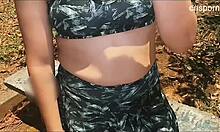 tourist convinces young colombian latina for outdoor anal fuck