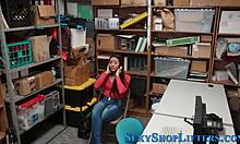 Caught thieving teen brunette in high definition