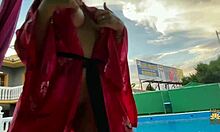 Watch This Busty Latina Suck My Monster Cock In The Pool While Our Friend Looks!