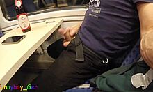 On the moving train, I attempted my third cumshot of the day, but got interrupted at the station.