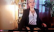 french amateur in banker roleplay solo jerk off scene