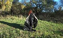 leylakh's outdoor dance in lingerie and bikini, showing off natural tits in public