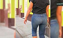 Latina pays debt by letting cousin pound her hairy pussy on street.