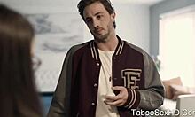 Brunette sexy girl fucks football player