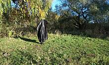 leylakh's outdoor dance in lingerie and bikini, showing off natural tits in public