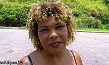 blonde bbw touches herself in public car