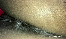 tiny ebony amateur farts on big ass in fantasy scene, her asshole teasing the camera