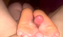 kitten giving daddy a wild footjob with passion