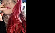 sensual girl smoking and teasing on webcam