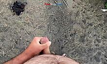 brunette amateur masturbates under a bridge in anime style