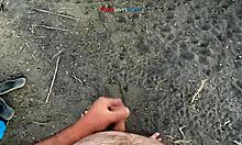 brunette amateur masturbates under a bridge in anime style